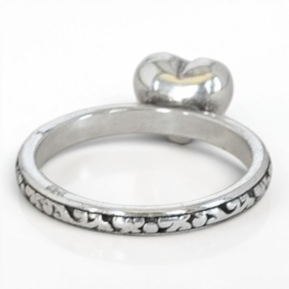 Brighton Rock Romance Filigree Ring Pink Crystal Pave Heart Silver Retired SZ 9 - Picture 4 of 5
